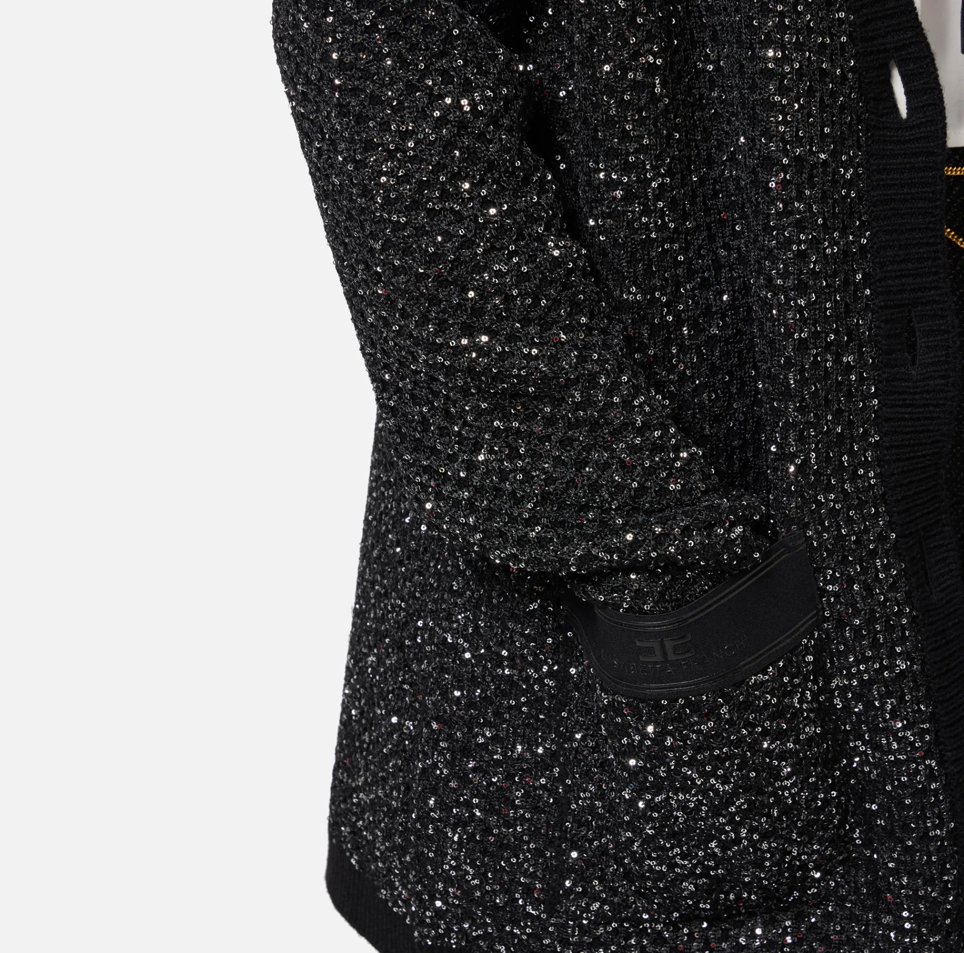 Elisabetta Franchi Knitwear And Sweatshirts|Wool cardigan with sequin thread Black/Silver