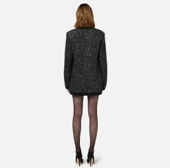 Elisabetta Franchi Knitwear And Sweatshirts|Wool cardigan with sequin thread Black/Silver