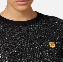 Elisabetta Franchi Knitwear And Sweatshirts|Wool cropped top with sequin thread