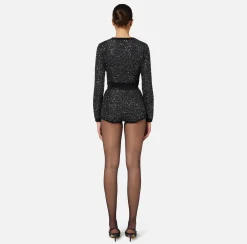 Elisabetta Franchi Knitwear And Sweatshirts|Wool cropped top with sequin thread