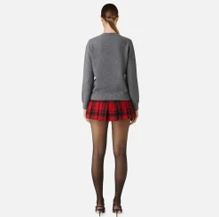 Elisabetta Franchi Knitwear And Sweatshirts|Wool pullover with maxi patch HeatherGrey