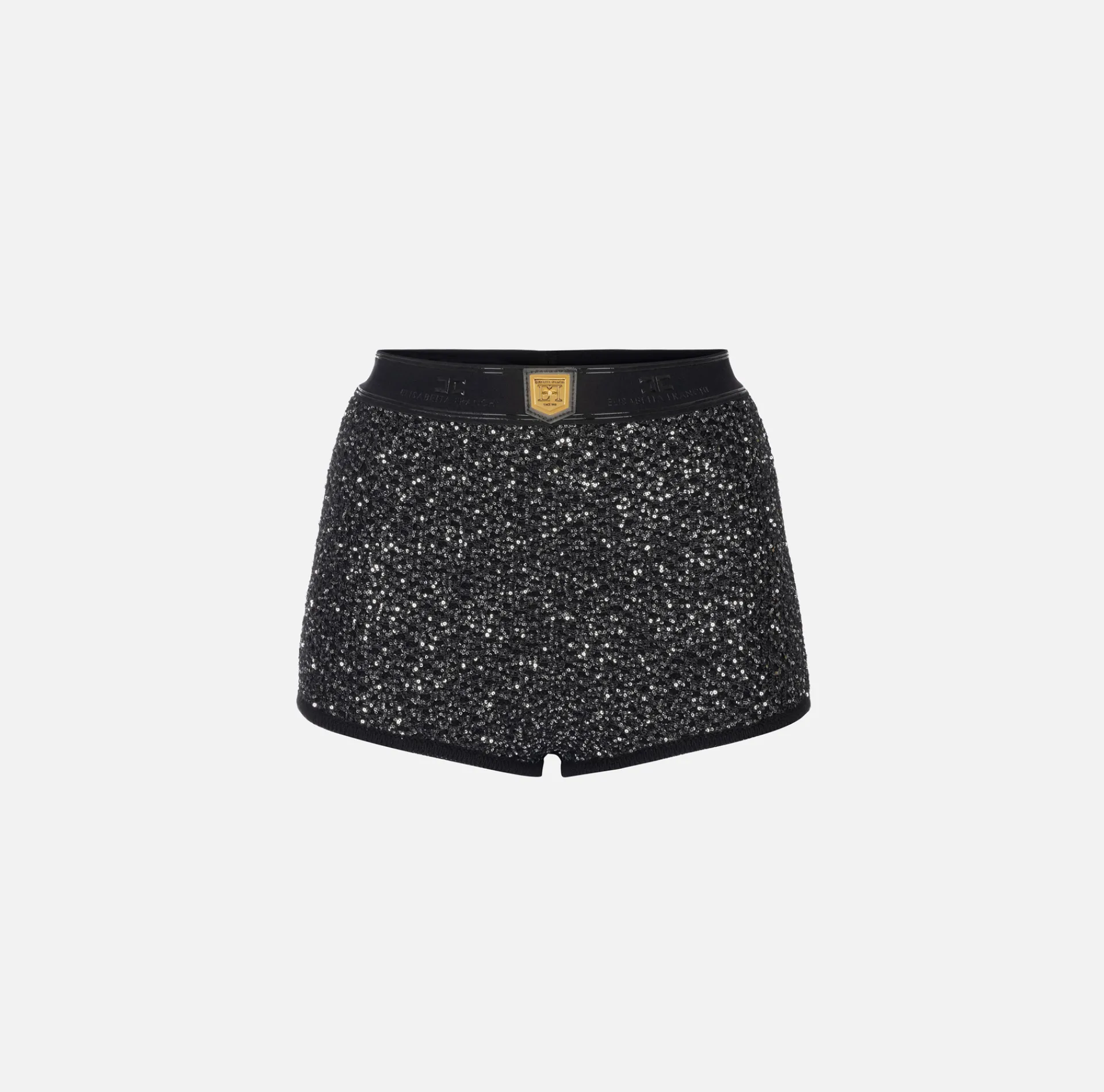 Elisabetta Franchi Trousers And Shorts|Wool shorts with sequin thread Black/Silver