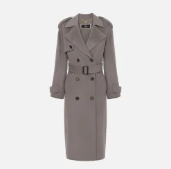 Elisabetta Franchi Coats And Jackets|Wool trench coat Steel