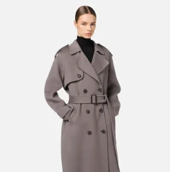 Elisabetta Franchi Coats And Jackets|Wool trench coat Steel