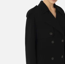 Elisabetta Franchi Coats And Jackets|Wool trench coat Black