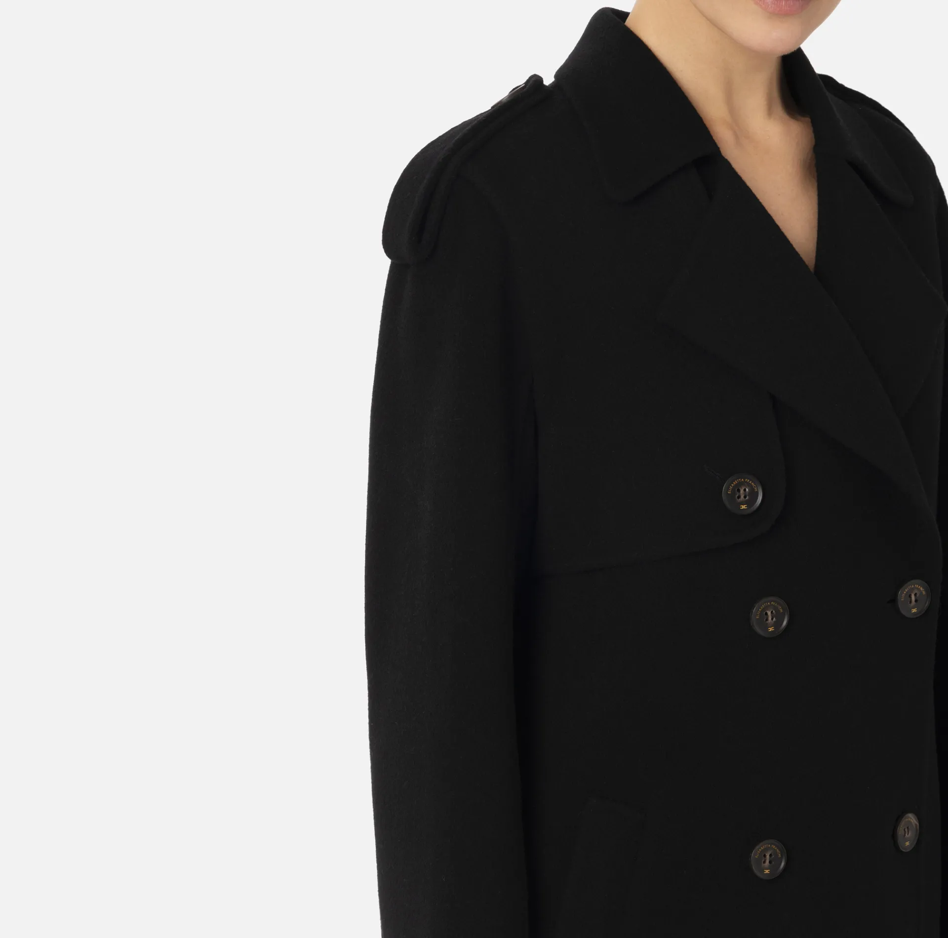 Elisabetta Franchi Coats And Jackets|Wool trench coat Black