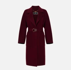 Elisabetta Franchi Coats And Jackets|Wool wrap coat RougeNoir