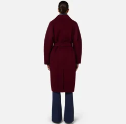 Elisabetta Franchi Coats And Jackets|Wool wrap coat RougeNoir