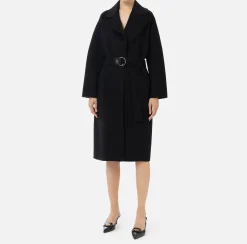 Elisabetta Franchi Coats And Jackets|Wool wrap coat Black