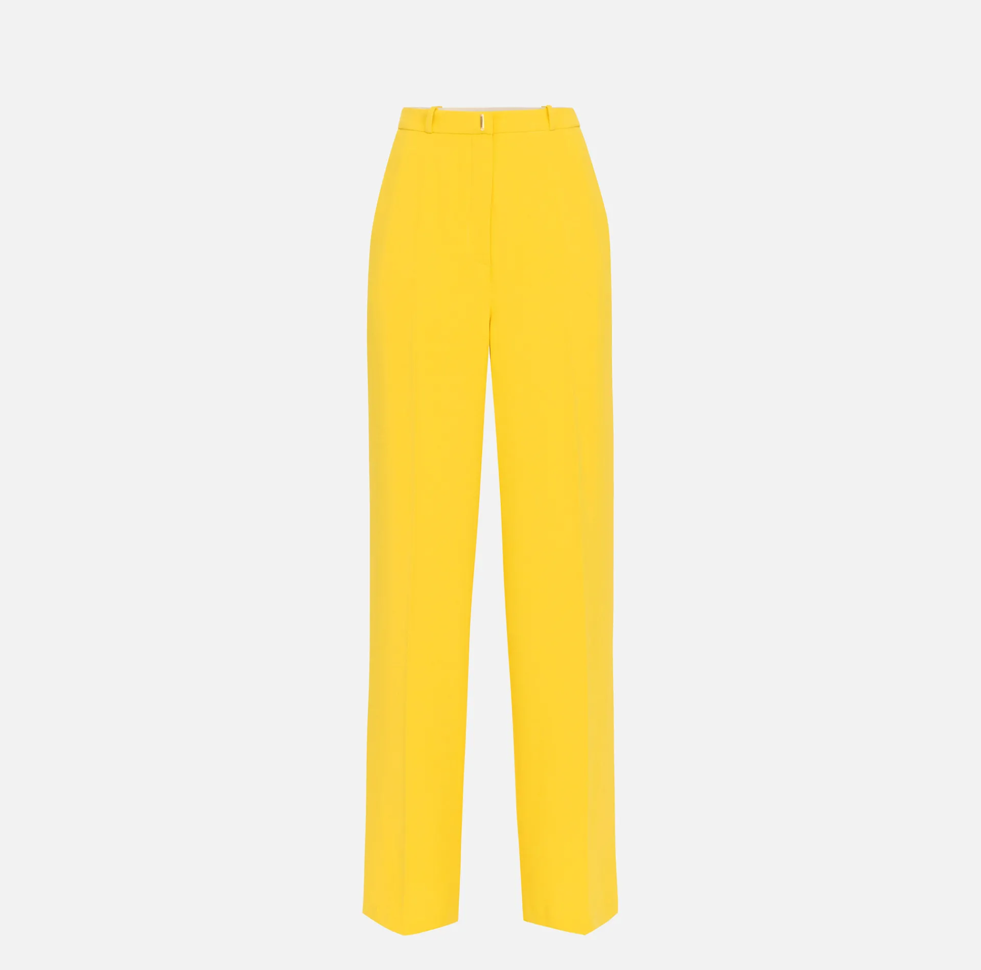 Elisabetta Franchi Trousers And Shorts|Woven crêpe straight fit trousers with logo plaque Mimosa