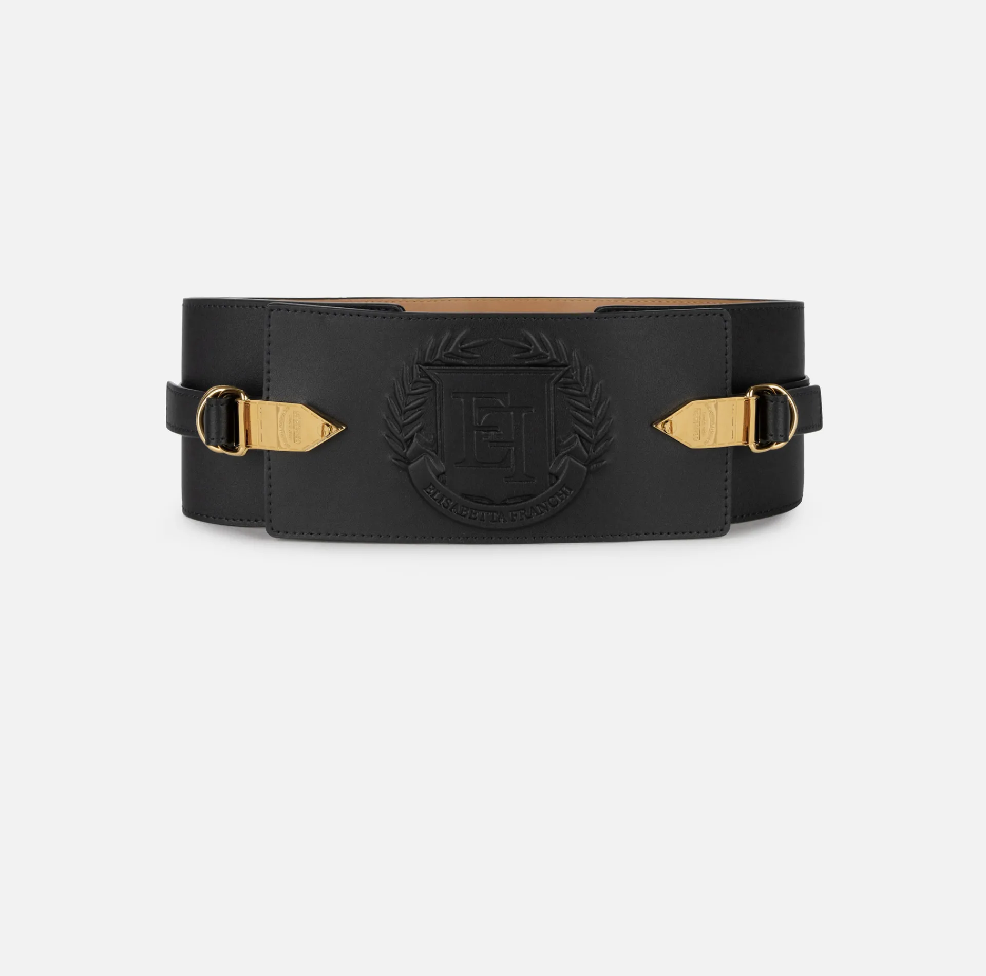 Elisabetta Franchi Belts|Wraparound leather belt with logo Black