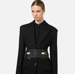 Elisabetta Franchi Belts|Wraparound leather belt with logo Black