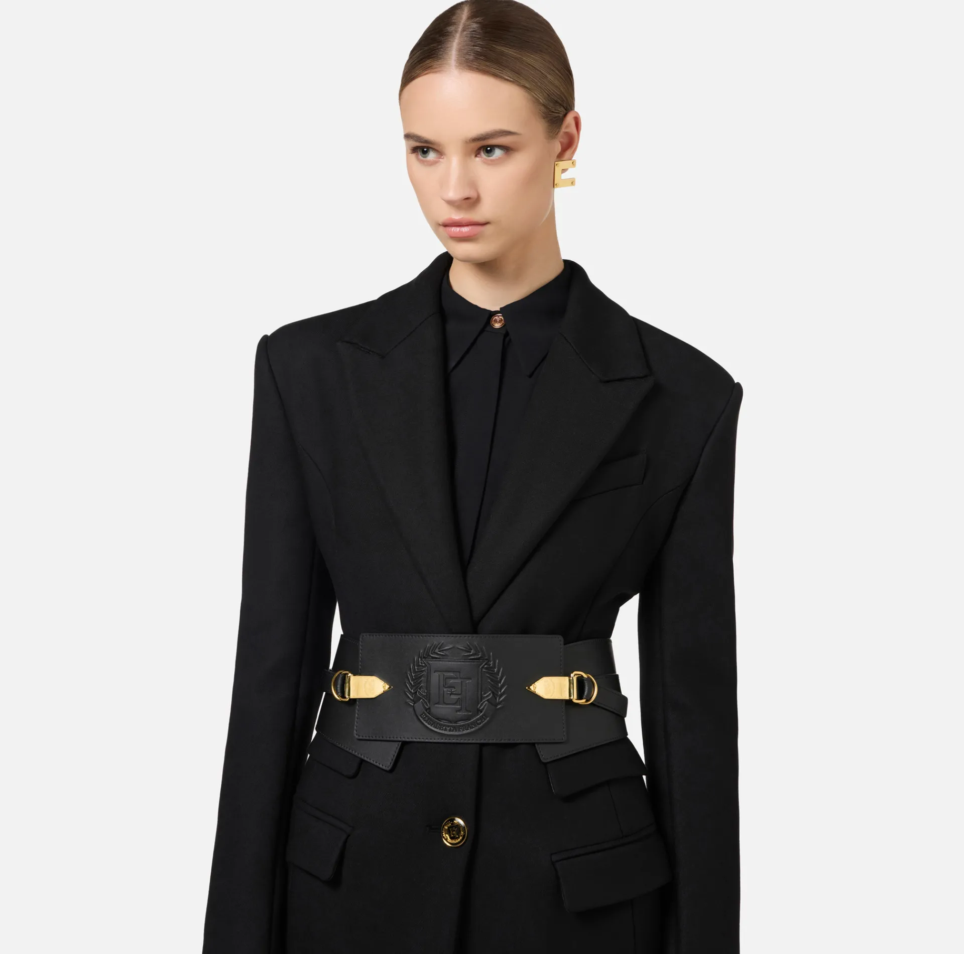 Elisabetta Franchi Belts|Wraparound leather belt with logo Black